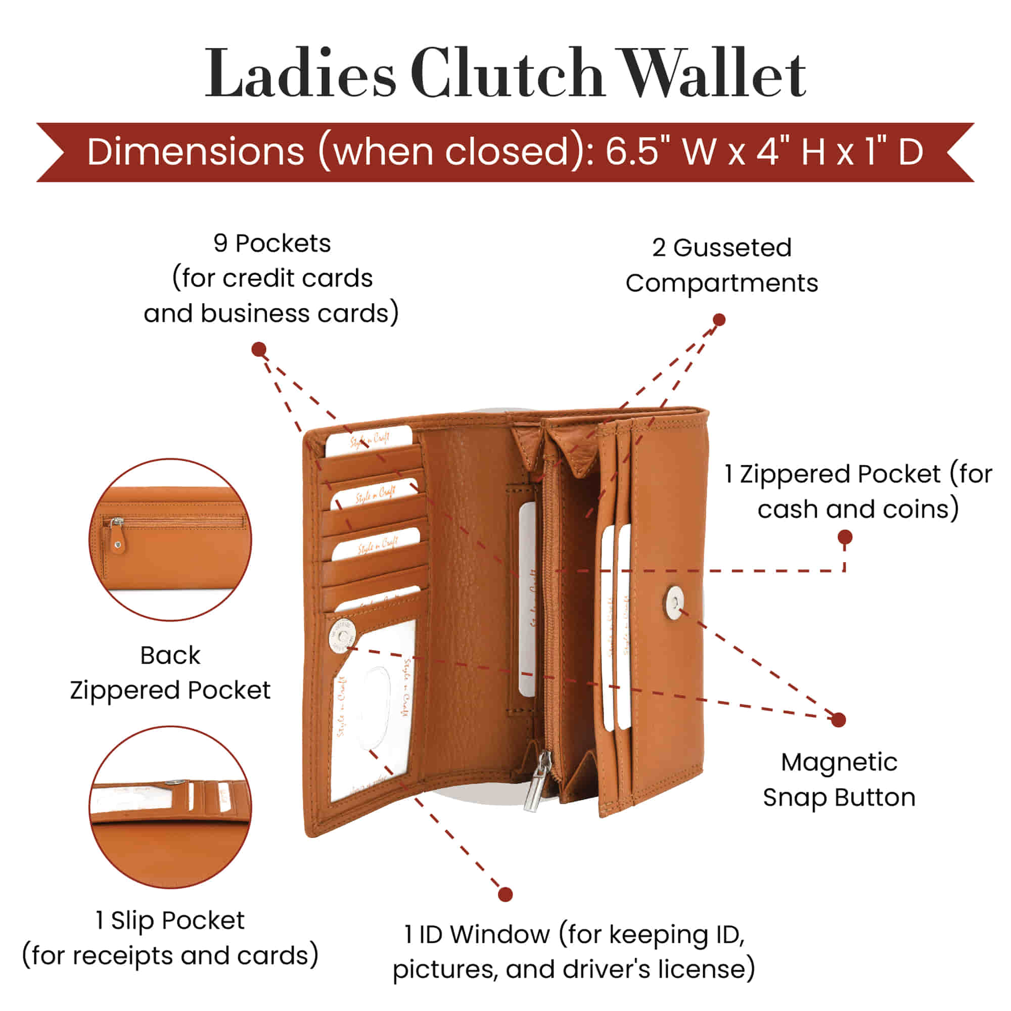 Clutch wallet snap online closure