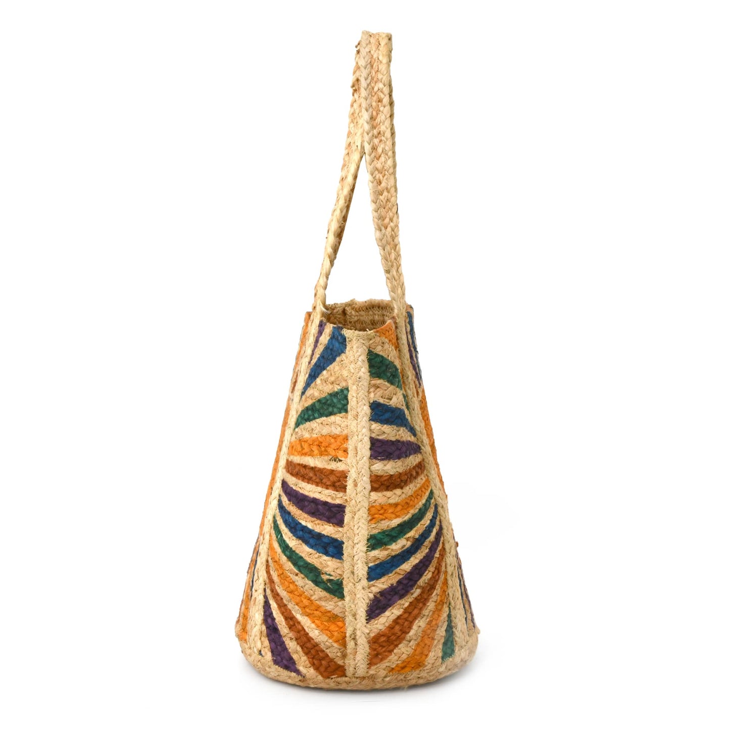 Style n Craft 37001  Unisex Beach and Shopping Tote Bag in Jute with Sunshine Print - Side View