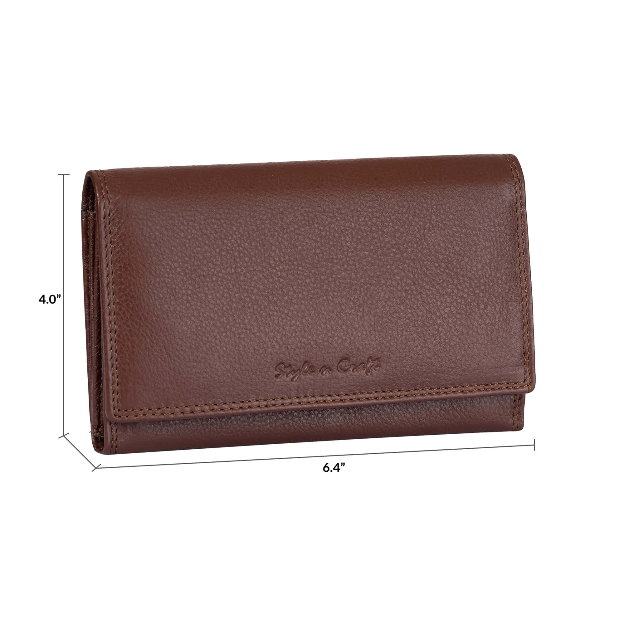 Ladies Clutch Wallet in Brown Full Grain Leather | Style n Craft | #391102