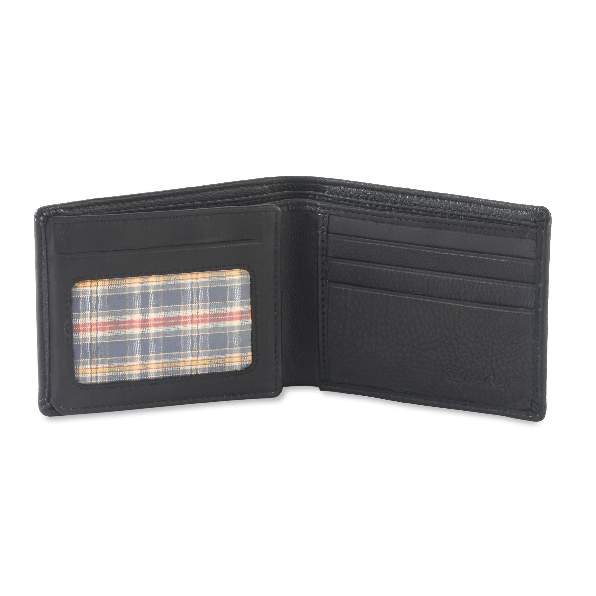 Black Bifold Leather Wallet with Side Flap | Style n Craft