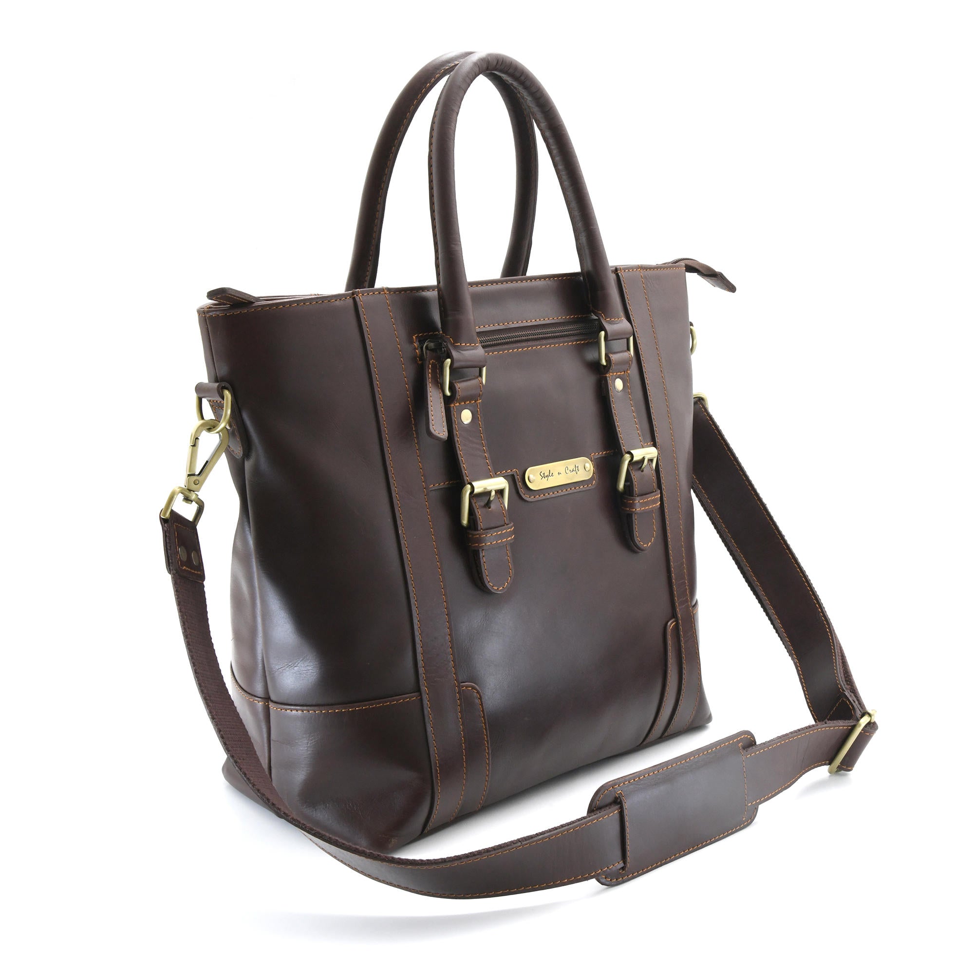 Men's Tote Bag in Dark Brown Full Grain Leather | Style n Craft