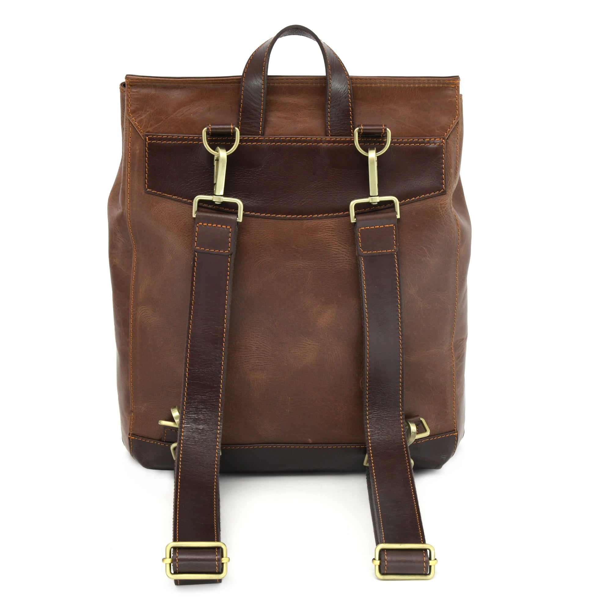 Backpack in Full Grain Leather | Light & Dark Brown Combination