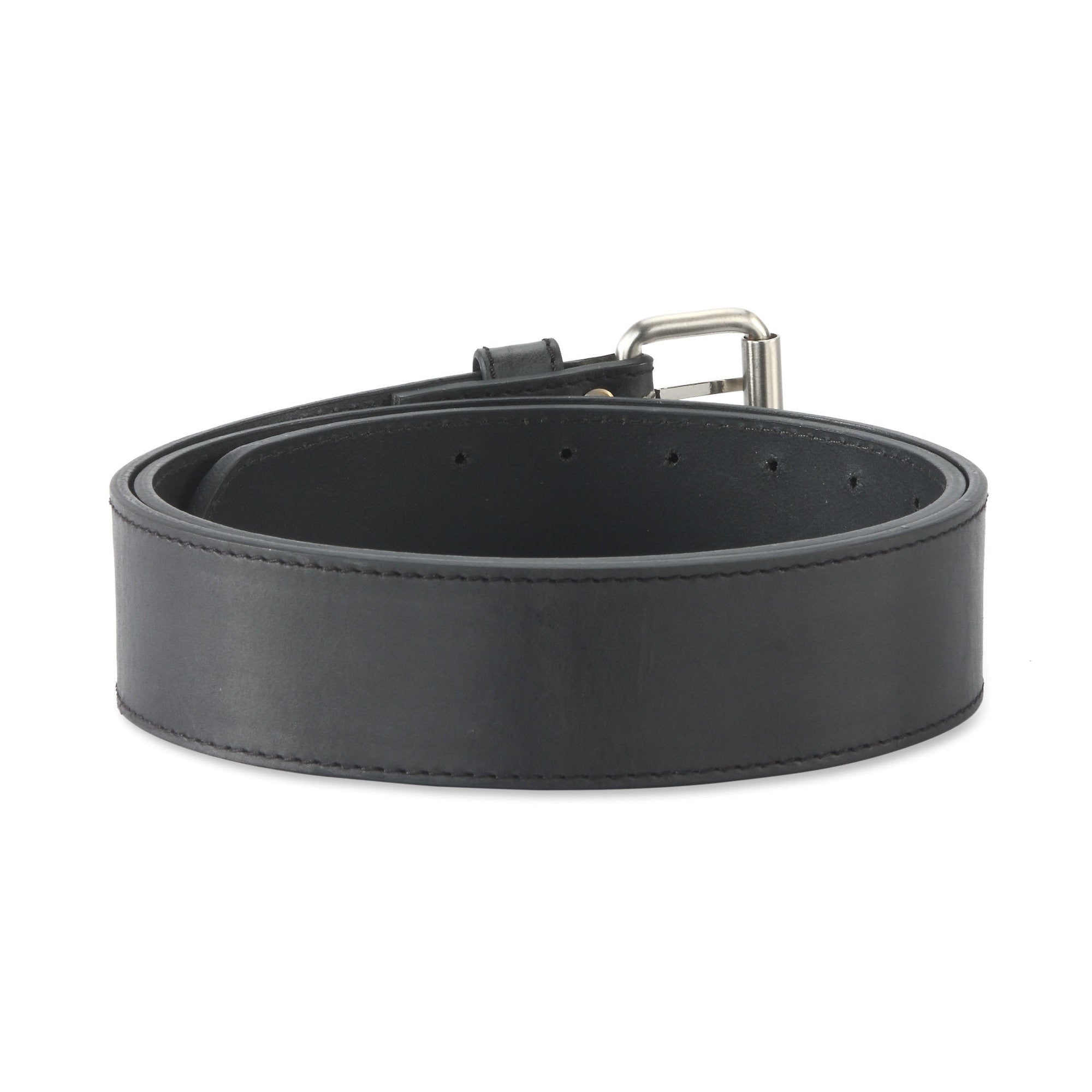 2 Inch Wide Leather Work Belt in Black Full Grain Leather