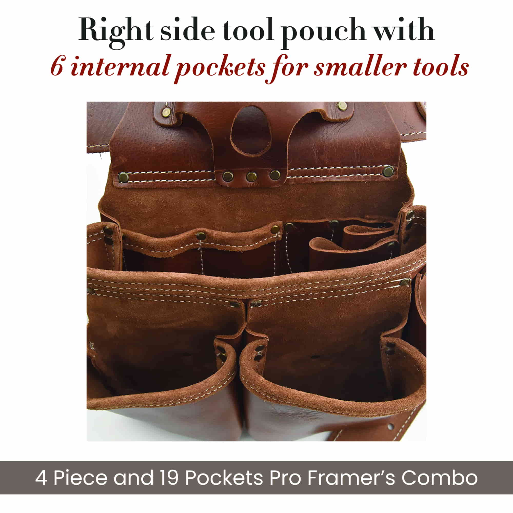 4 Piece 19 Pocket Framer's Combo in Grain Leather | Style n Craft